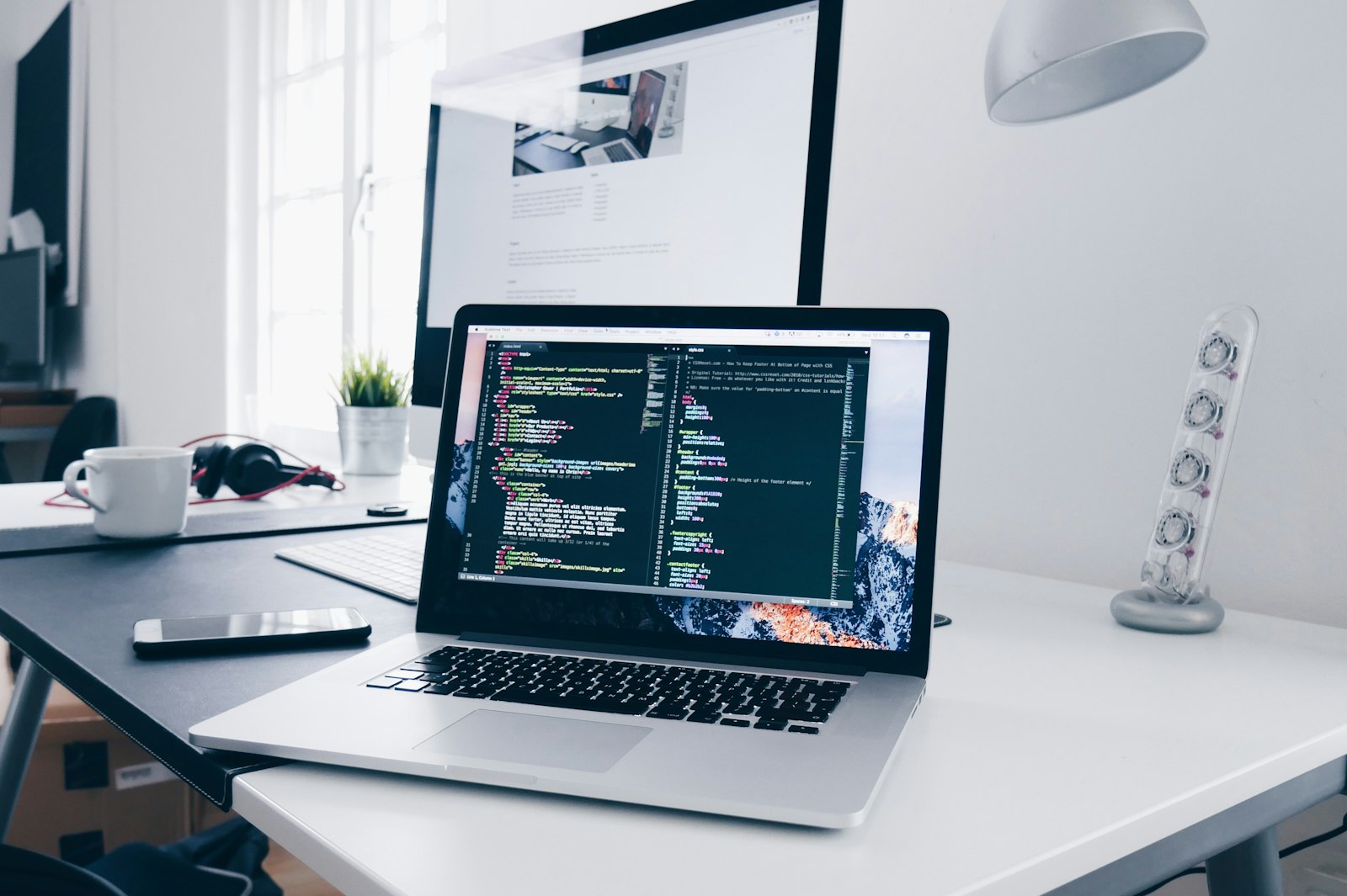Laptop and desktop computer running business software